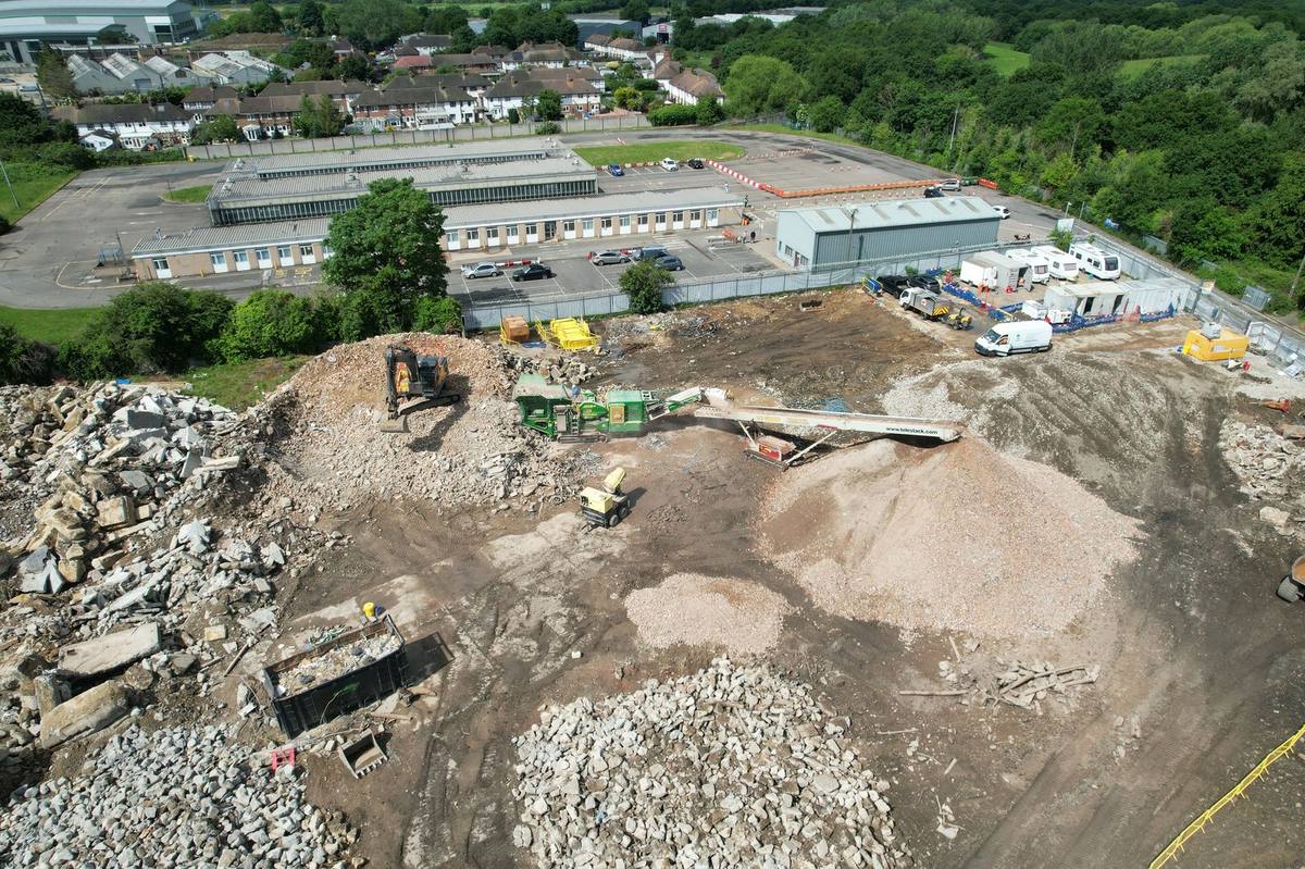 Drone view of the Croydon crushing and stockpiling site